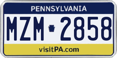 PA license plate MZM2858