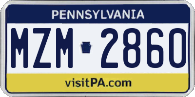 PA license plate MZM2860