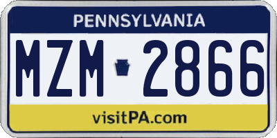PA license plate MZM2866