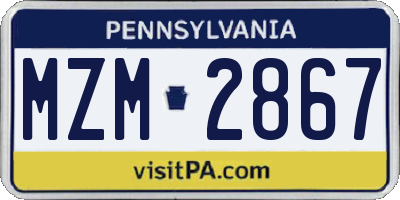 PA license plate MZM2867