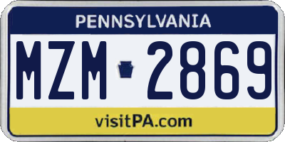 PA license plate MZM2869