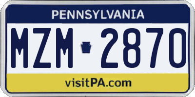 PA license plate MZM2870