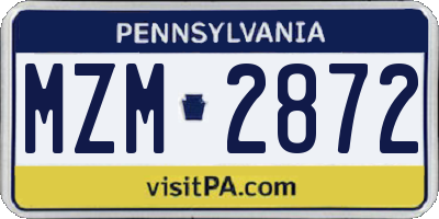 PA license plate MZM2872