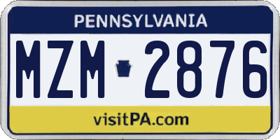 PA license plate MZM2876