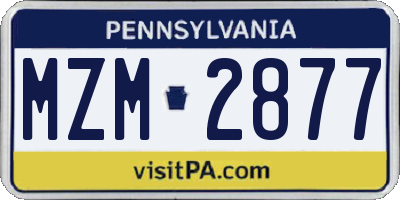 PA license plate MZM2877