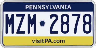 PA license plate MZM2878