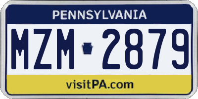 PA license plate MZM2879