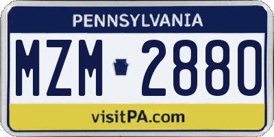 PA license plate MZM2880