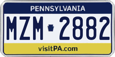 PA license plate MZM2882