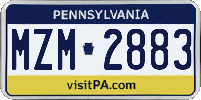 PA license plate MZM2883