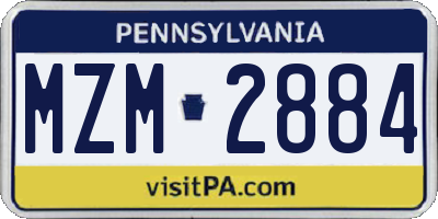 PA license plate MZM2884