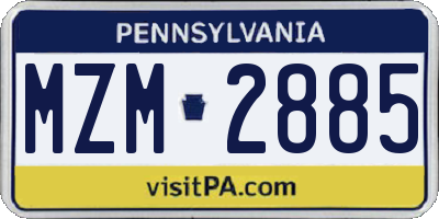 PA license plate MZM2885