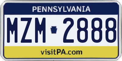 PA license plate MZM2888