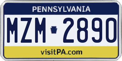 PA license plate MZM2890