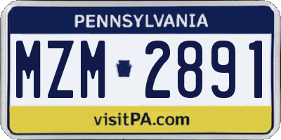 PA license plate MZM2891