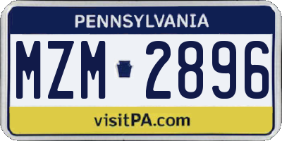 PA license plate MZM2896