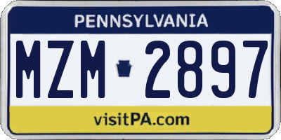 PA license plate MZM2897