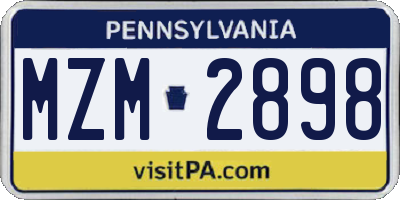 PA license plate MZM2898