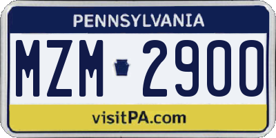 PA license plate MZM2900