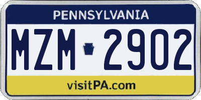 PA license plate MZM2902