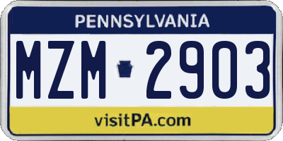 PA license plate MZM2903