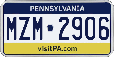 PA license plate MZM2906