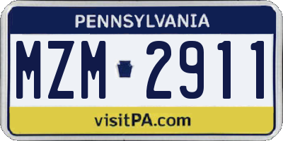 PA license plate MZM2911