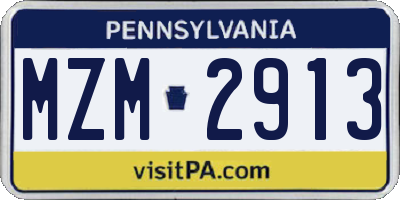 PA license plate MZM2913