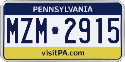 PA license plate MZM2915