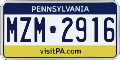 PA license plate MZM2916