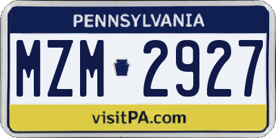 PA license plate MZM2927
