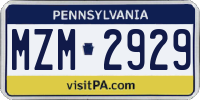 PA license plate MZM2929
