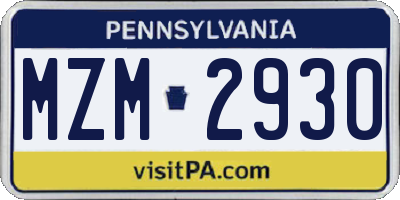 PA license plate MZM2930
