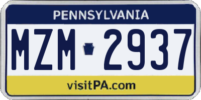 PA license plate MZM2937