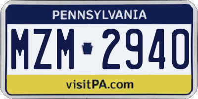 PA license plate MZM2940