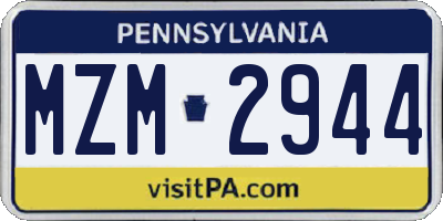 PA license plate MZM2944