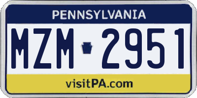 PA license plate MZM2951