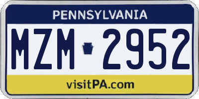 PA license plate MZM2952