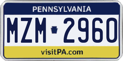 PA license plate MZM2960