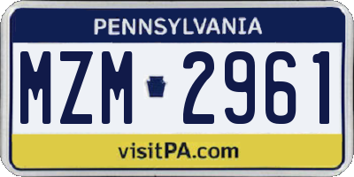 PA license plate MZM2961