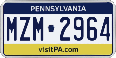 PA license plate MZM2964