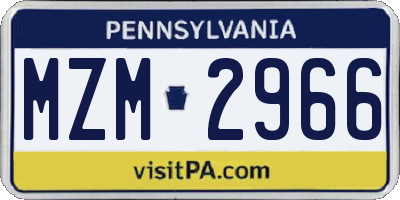 PA license plate MZM2966