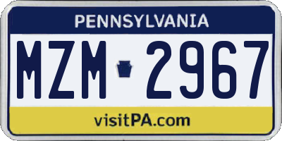 PA license plate MZM2967