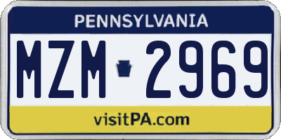 PA license plate MZM2969