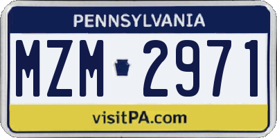 PA license plate MZM2971
