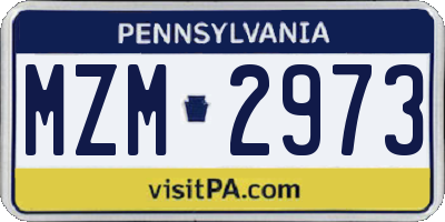 PA license plate MZM2973