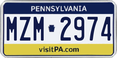 PA license plate MZM2974