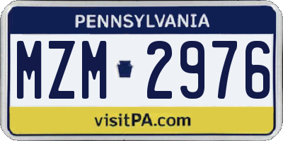 PA license plate MZM2976