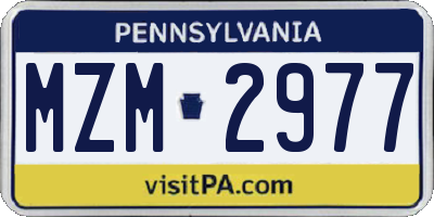 PA license plate MZM2977