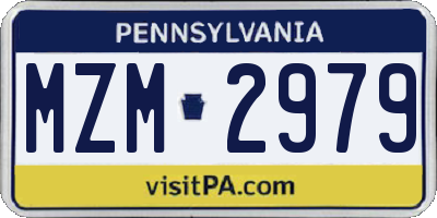 PA license plate MZM2979